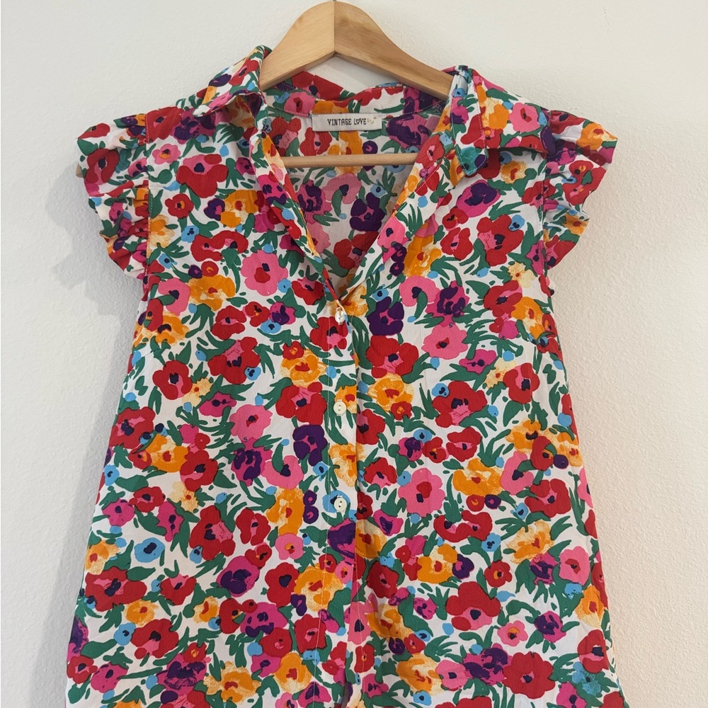 Floral Ruffle Sleeve Blouse - Picture 3 of 3
